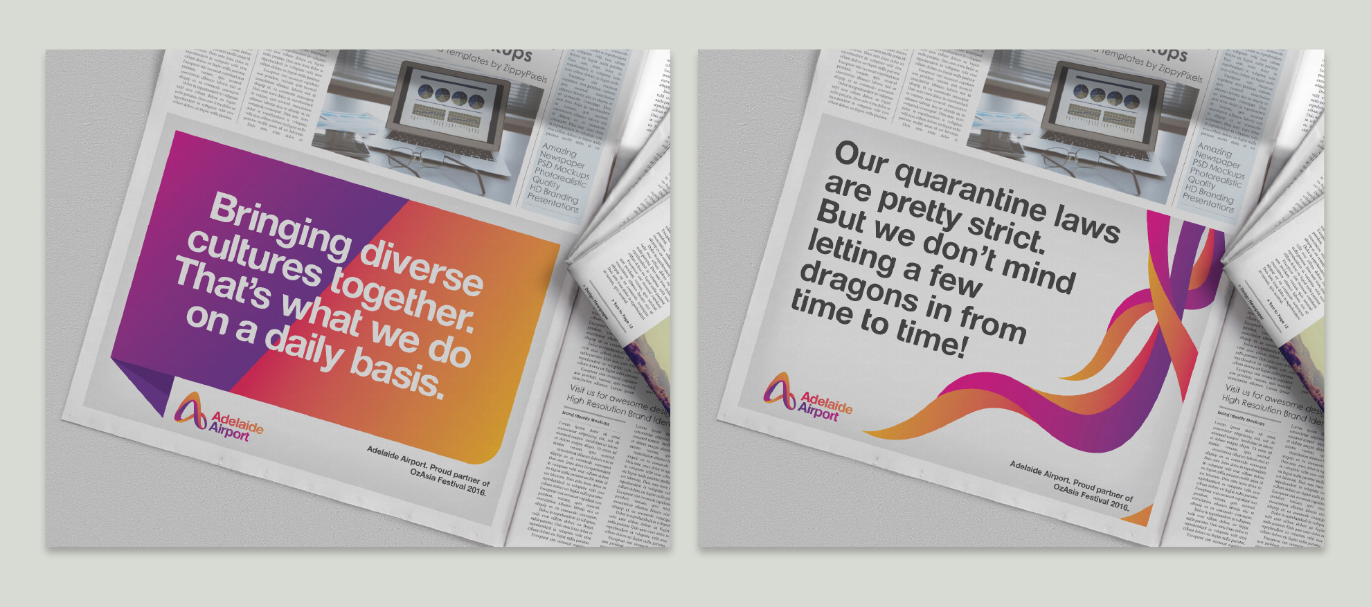 Newspaper ads for OzAsia Festival in 2016