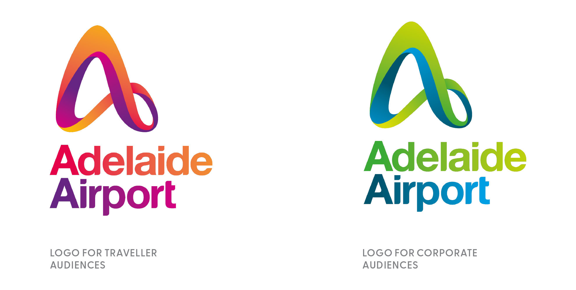 Adelaide Airport logo for Traveller audience and for Corporate audience