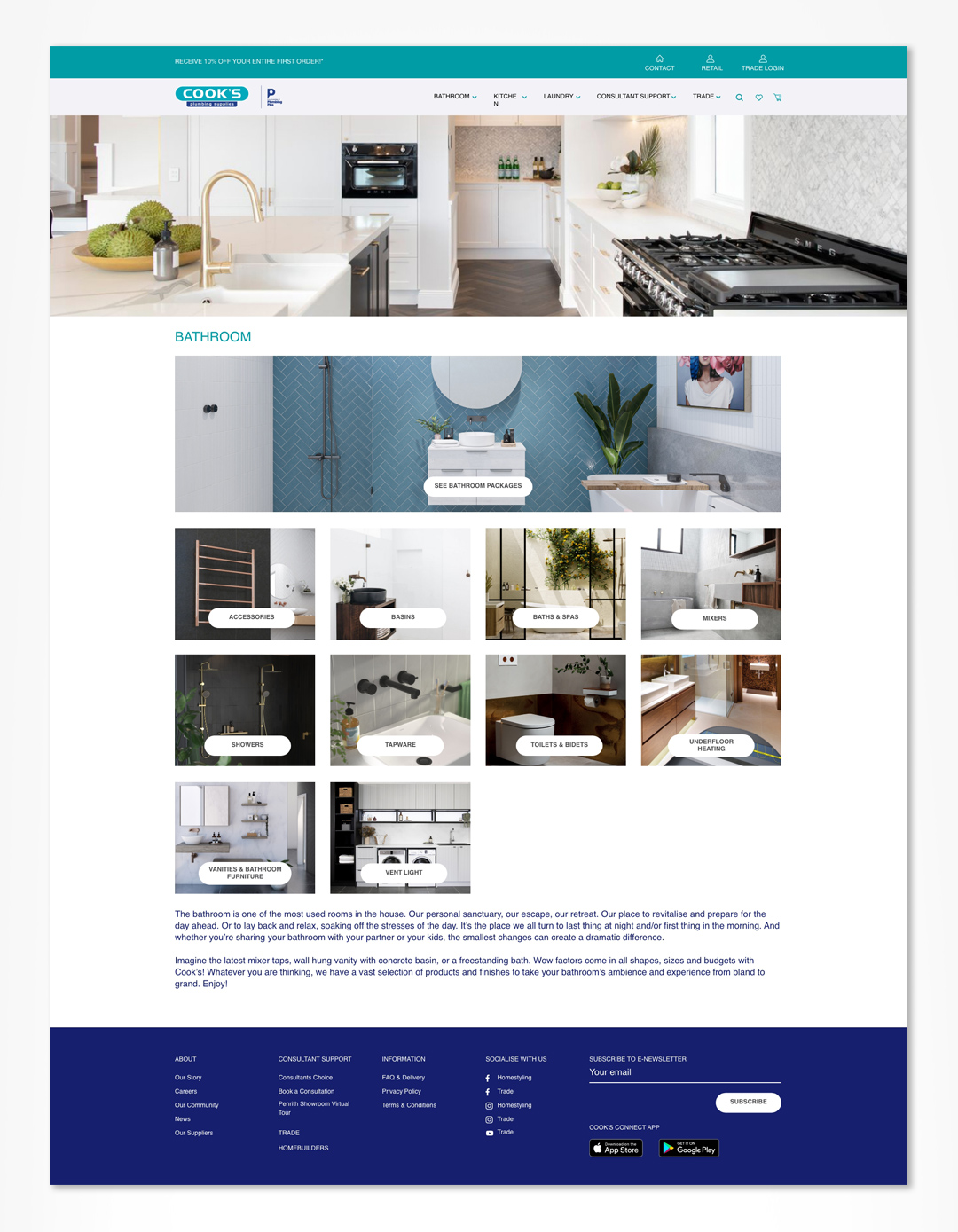 Cook's Plumbing website redesign, website wireframe and high fidelity prototype.