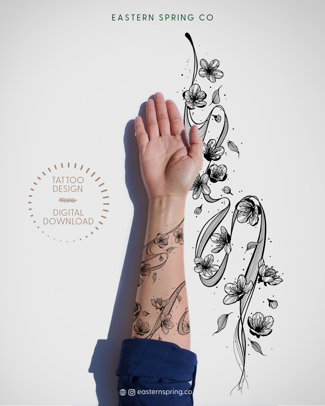 Eastern Spring Co artistic tattoo design, Cherry Blossom