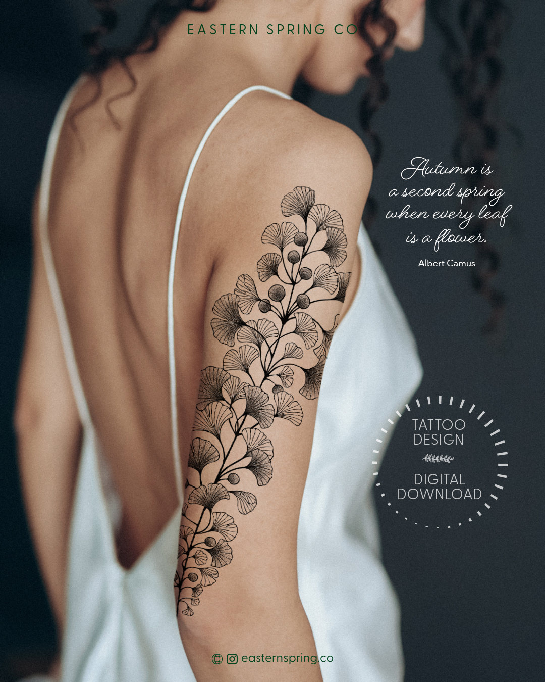 Eastern Spring Co artistic tattoo design, Ginkgo Leaves