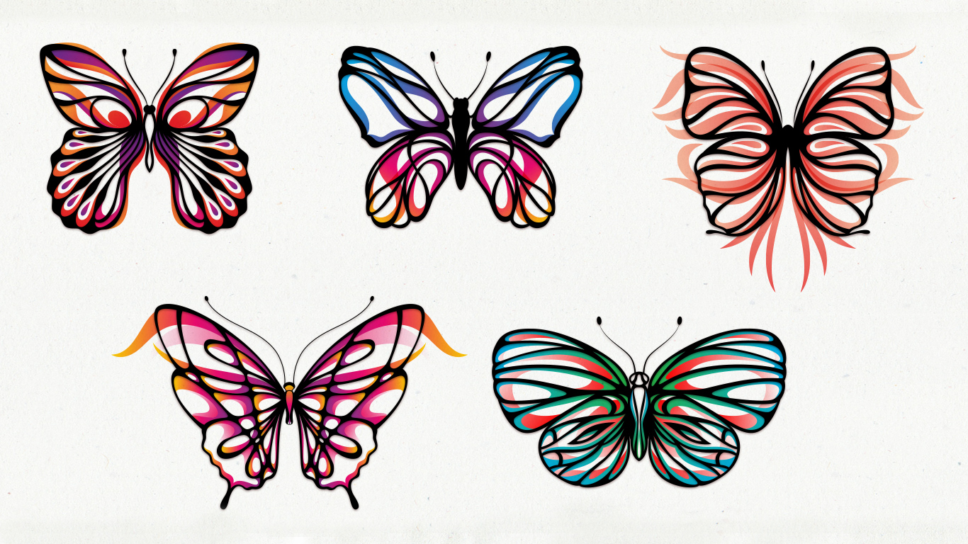 Eastern Spring Co Illustration, decorative butterflies tattoo design