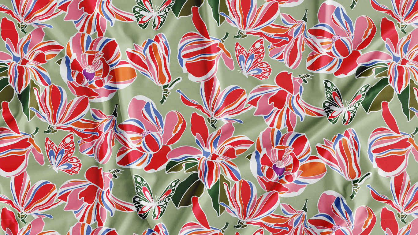 THE MAGNOLIAS AND BUTTERFLIES, Fabric