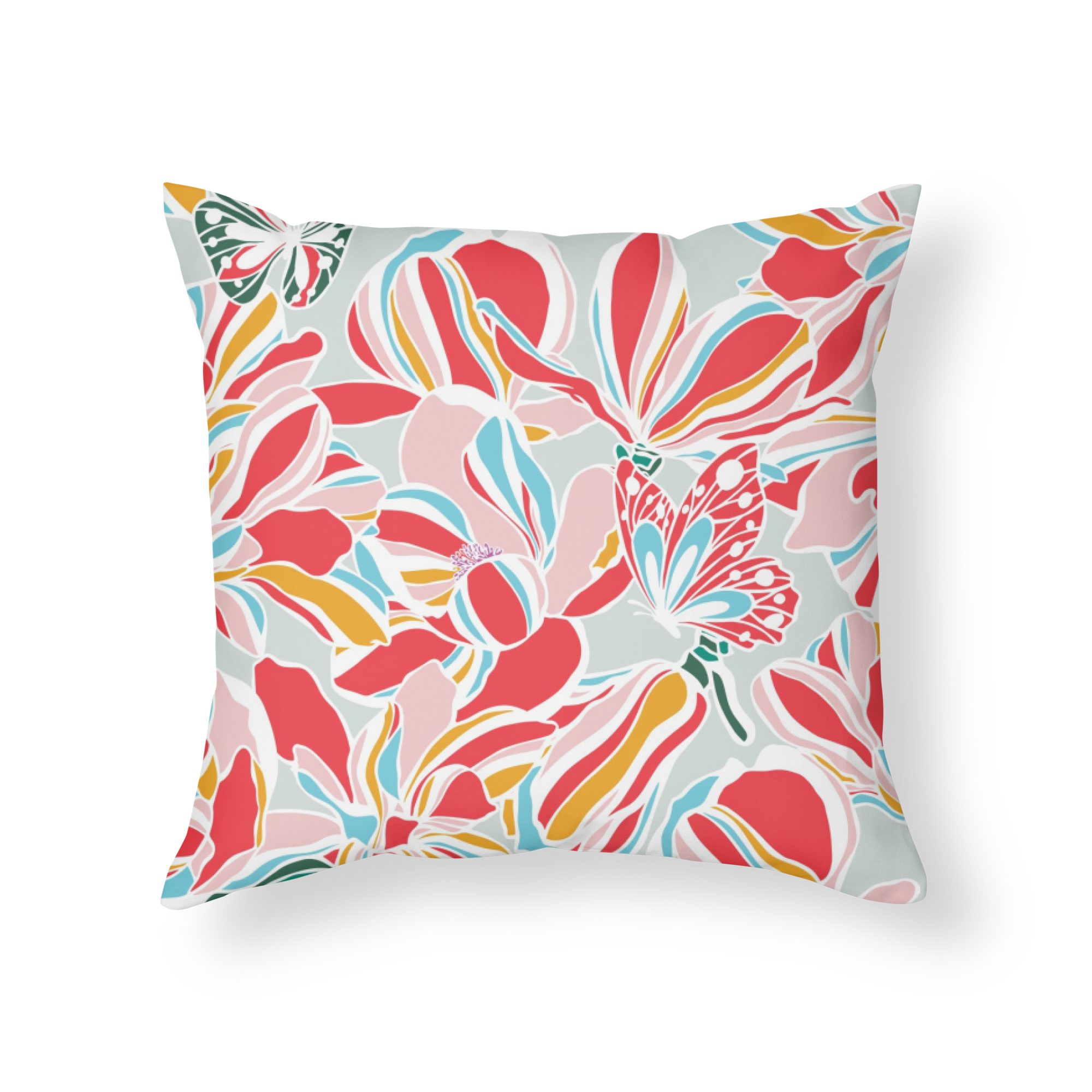 THE MAGNOLIAS AND BUTTERFLIES, home throw pillow